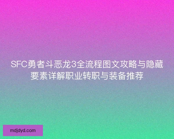 SFC勇者斗恶龙3全流程图文攻略与隐藏要素详解职业转职与装备推荐